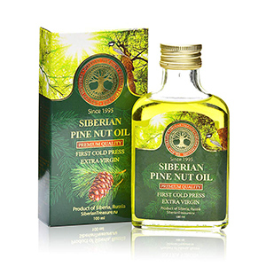 bottle and box container of siberian pine oil