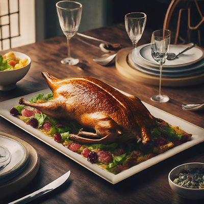 roast duck on a platter