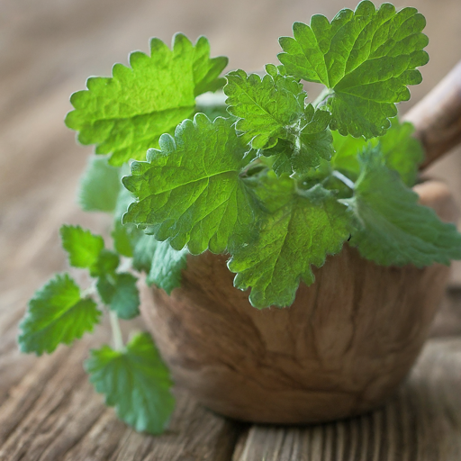 little flower pot of catnip leaves
