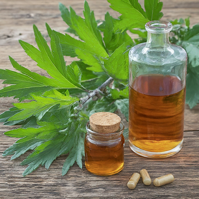 mugwort tincture, capsules, and oils