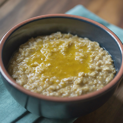 bowl of oats with vegetable broth