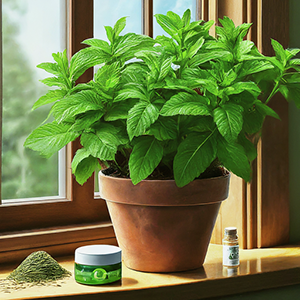 peppermint plant in a flower pot