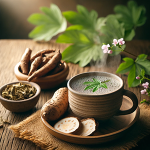 a cup of wild yams tea