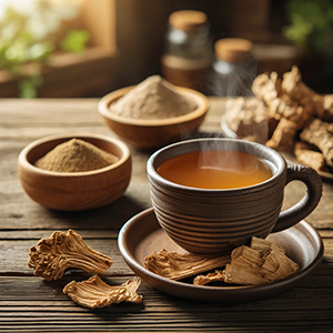 a cup of slippery elm bark tea