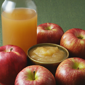 apple juice, apples, and apple sauce
