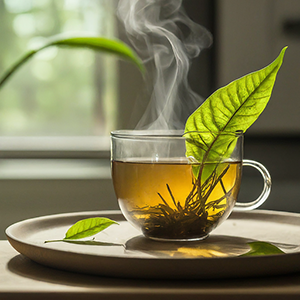 a glass tea cup of bird's tongue tea
