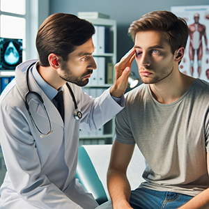 doctor checking the eye of a patient