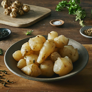 plate of boiled Jerusalem artichokes