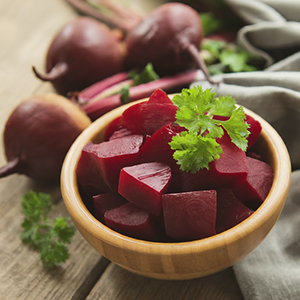 bowl of boiled red beets