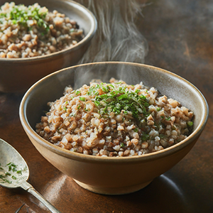 bowl of cooked buckwheat