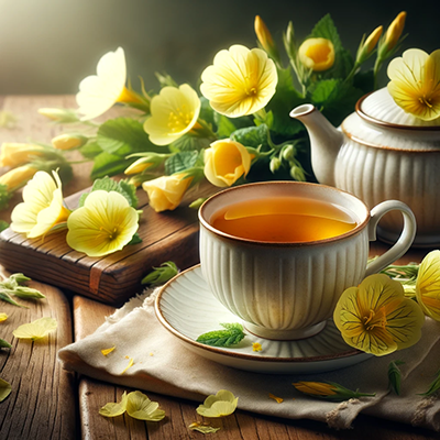 a cup of evening primrose tea