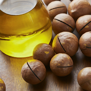 a bottle of macadamia nut oil