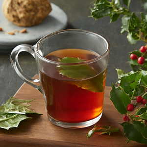 glass of mountain holly tea