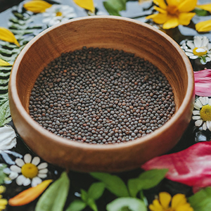 footbath with black mustard seeds