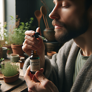 man using spearmint tincture