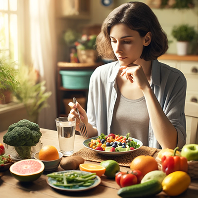 woman deciding on what to eat