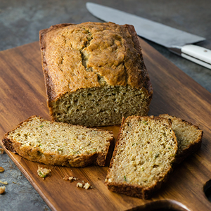 zucchini bread on cutting board