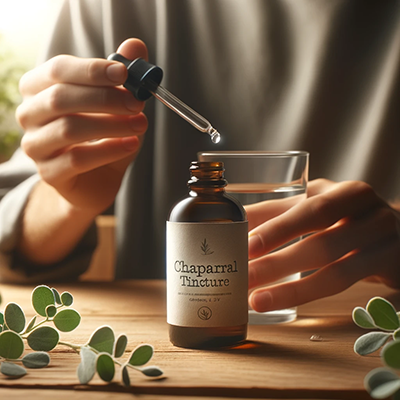 someone using the chapparal plant tincture
