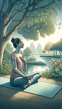 woman practicing deep breathing techniques