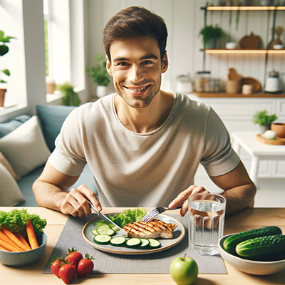 man eating a FODMAP diet meal