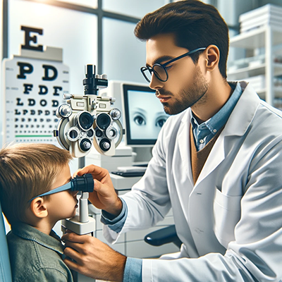 doctor giving a child an eye exam