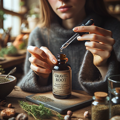 someone using gravel root tincture