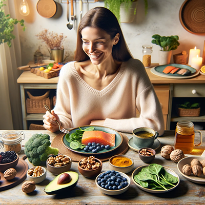 Woman eating an anti-inflammatory diet