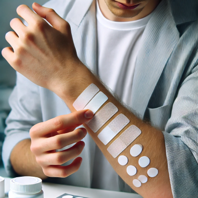 man getting patch tested