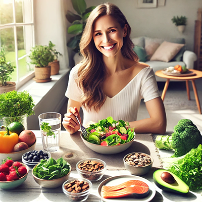 woman eating healthy foods