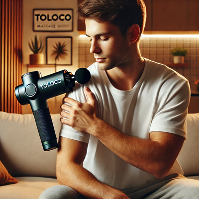 man using toloco massage gun