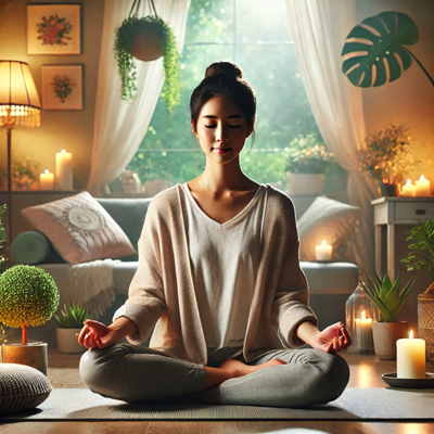 woman practicing meditation