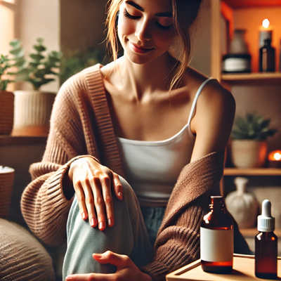 woman applying essential oil
