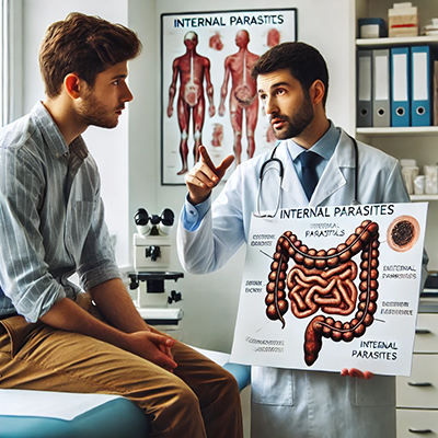 doctor telling patient about internal parasites