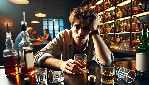 person hopelessly drinking