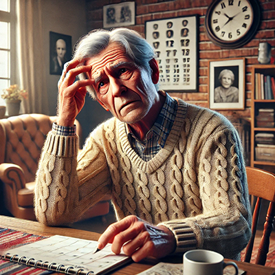 Older person showing cognitive problems