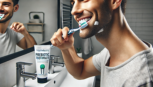 man brushing teeth in the bathroom