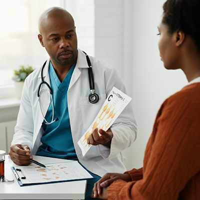 Doctor explaining the importance of vitamin C to a patient