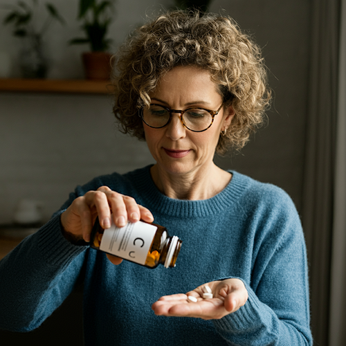 Woman taking her vitamin C supplements