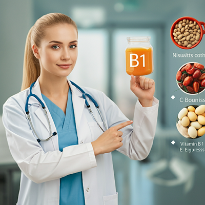 Doctor pointing out vitamin B1 sources