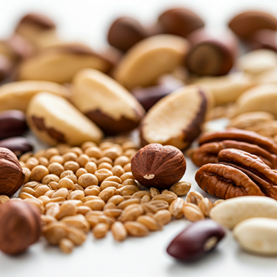 a pile of different types of nuts and grains that is rich in copper