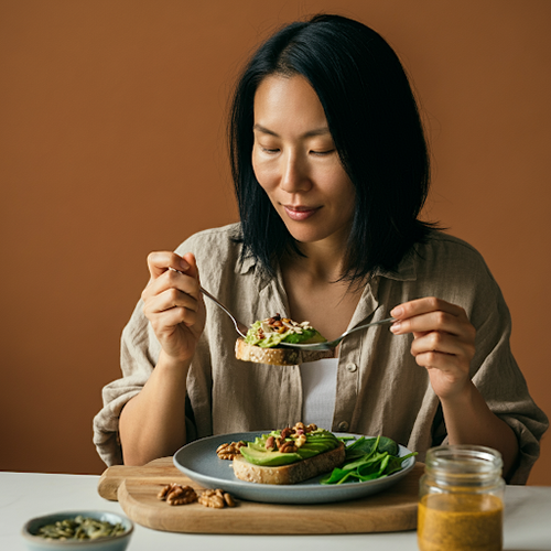 woman eating foods rich in magnesium