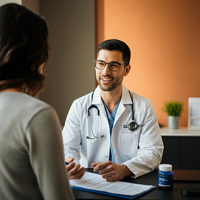 Doctor explaining the importance of supplementation to a patient.