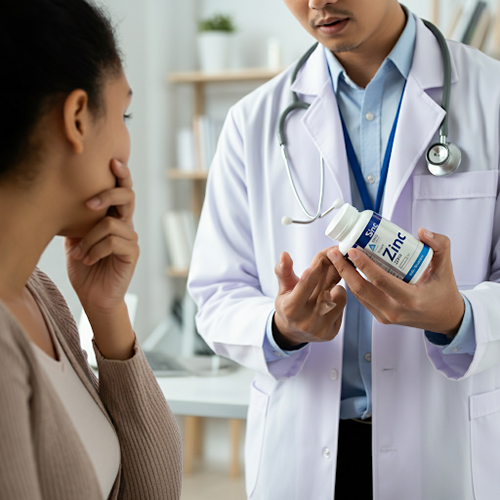 Doctor explaining zinc to a patient