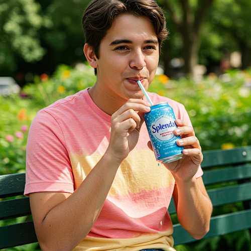 Someone drinking a Splenda soda