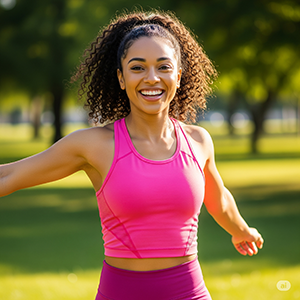 Woman feeling healthy, demonstrating colostrum's immune support.