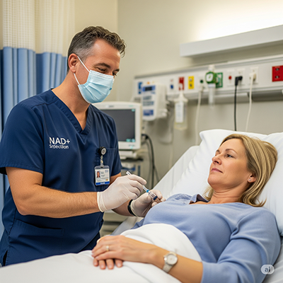 healthcare practitioner administering nad plus injections