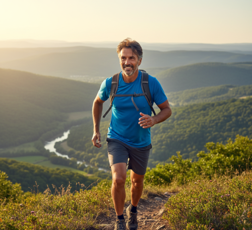 middle aged man jogging