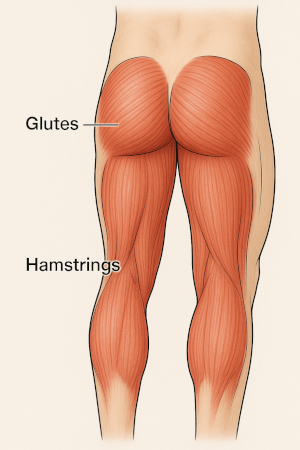 diagram of the glutes and hamstrings.