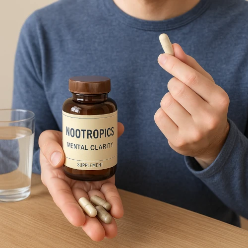 person taking nootropic supplements.